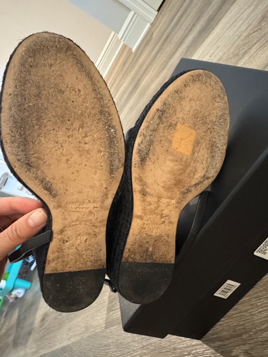 SAINT LAURENT 100mm Cassandra Sandals In Nero wegdes goldish logo hardware 40 9 - Picture 5 of 7